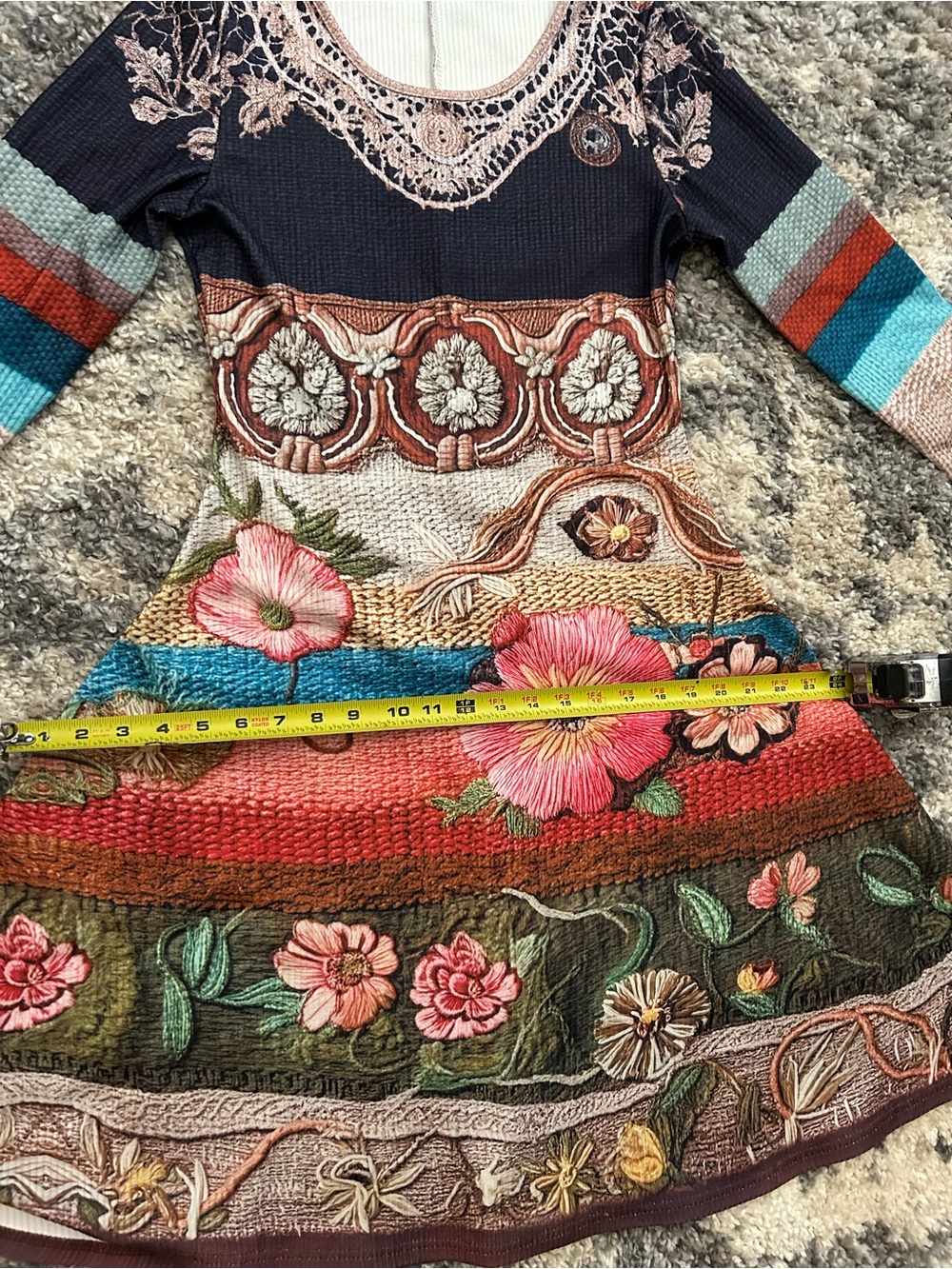 Floral Multicolor Long Sleeve Knit Dress EXCELLENT CONDITION - Picture 13 of 15